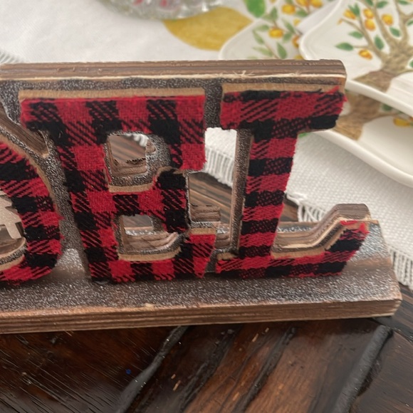 Christmas "NOEL" Wood & Red & Black Plaid Holiday Accent/Decor - Picture 3 of 4